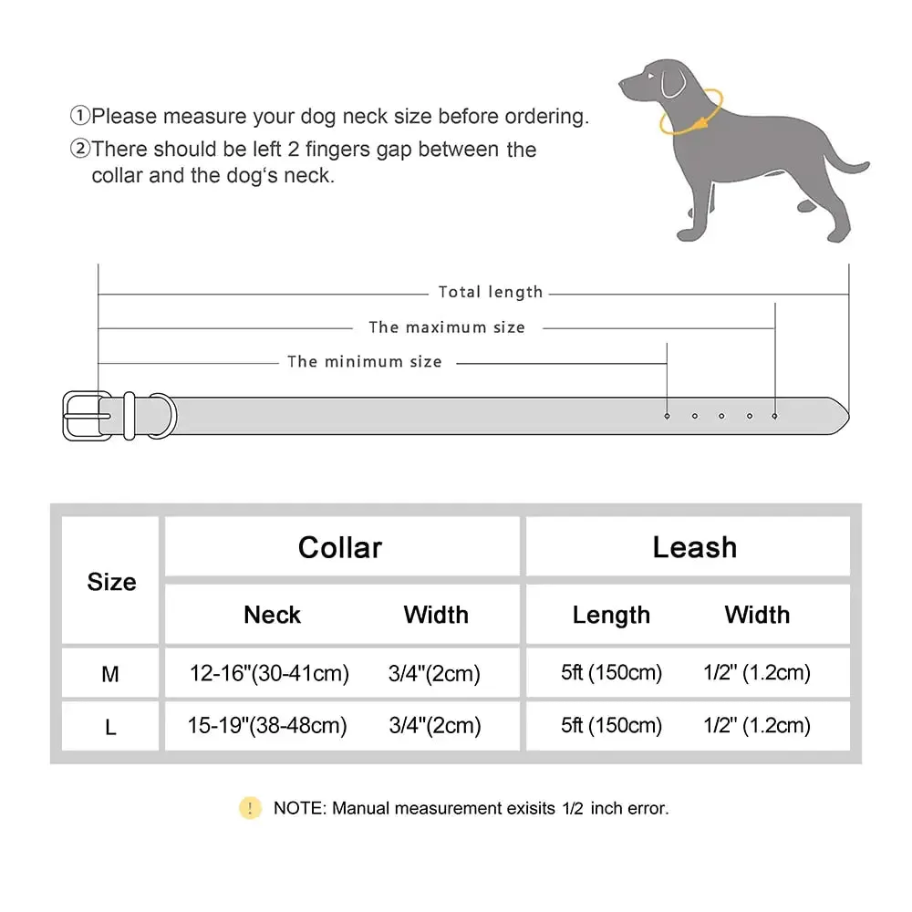 100% leather - Collar and leash set for dogs