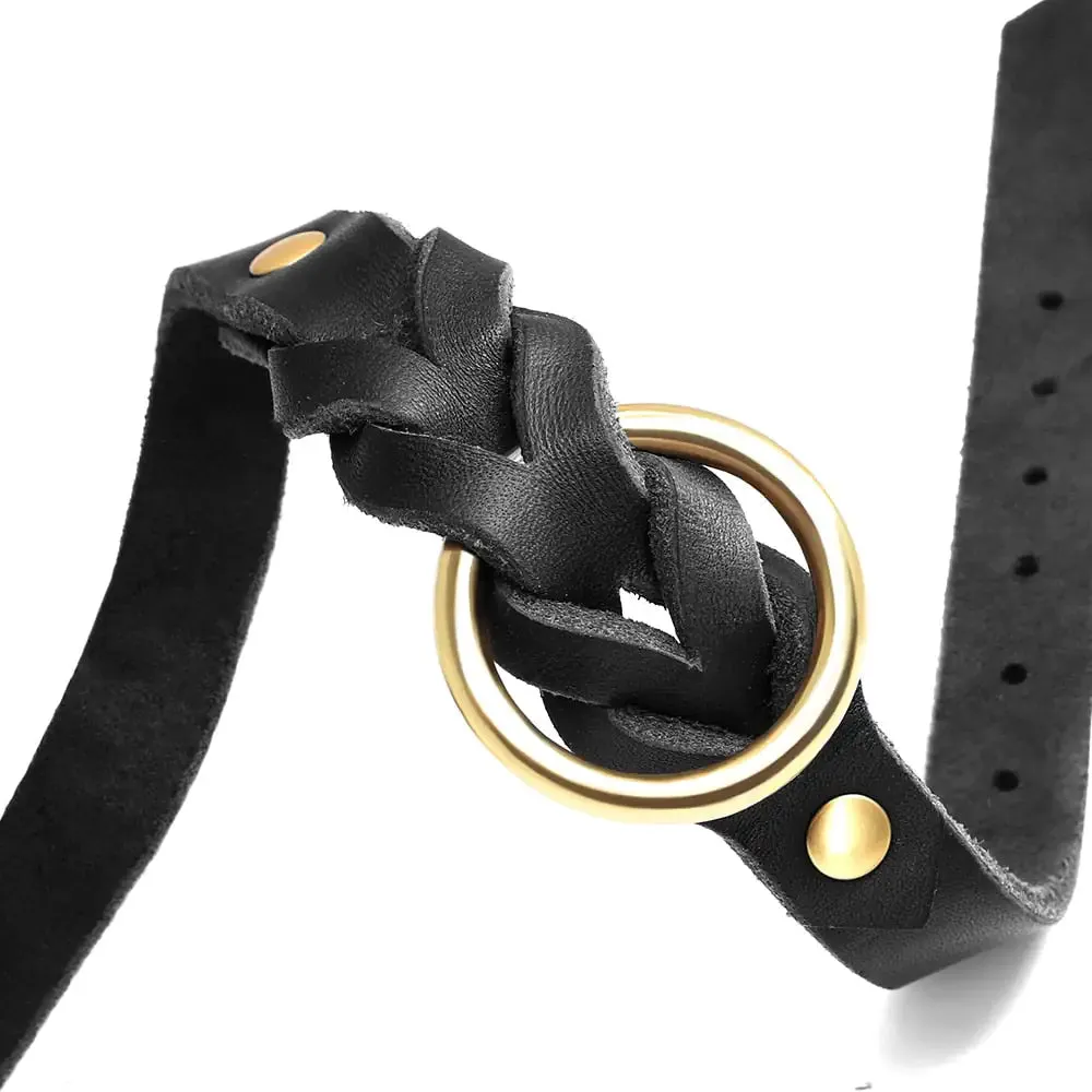 100% leather - Collar and leash set for dogs