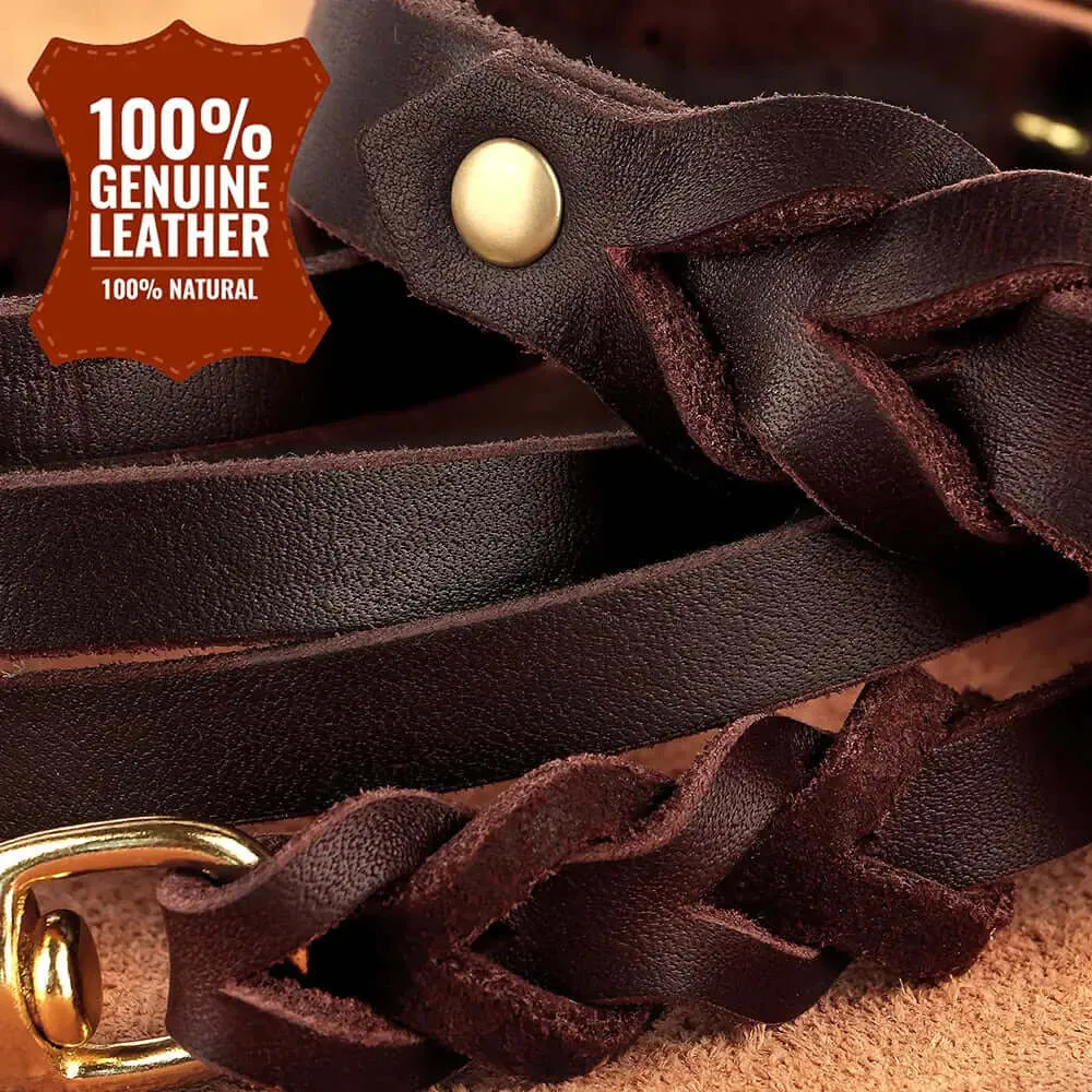 100% leather - Collar and leash set for dogs