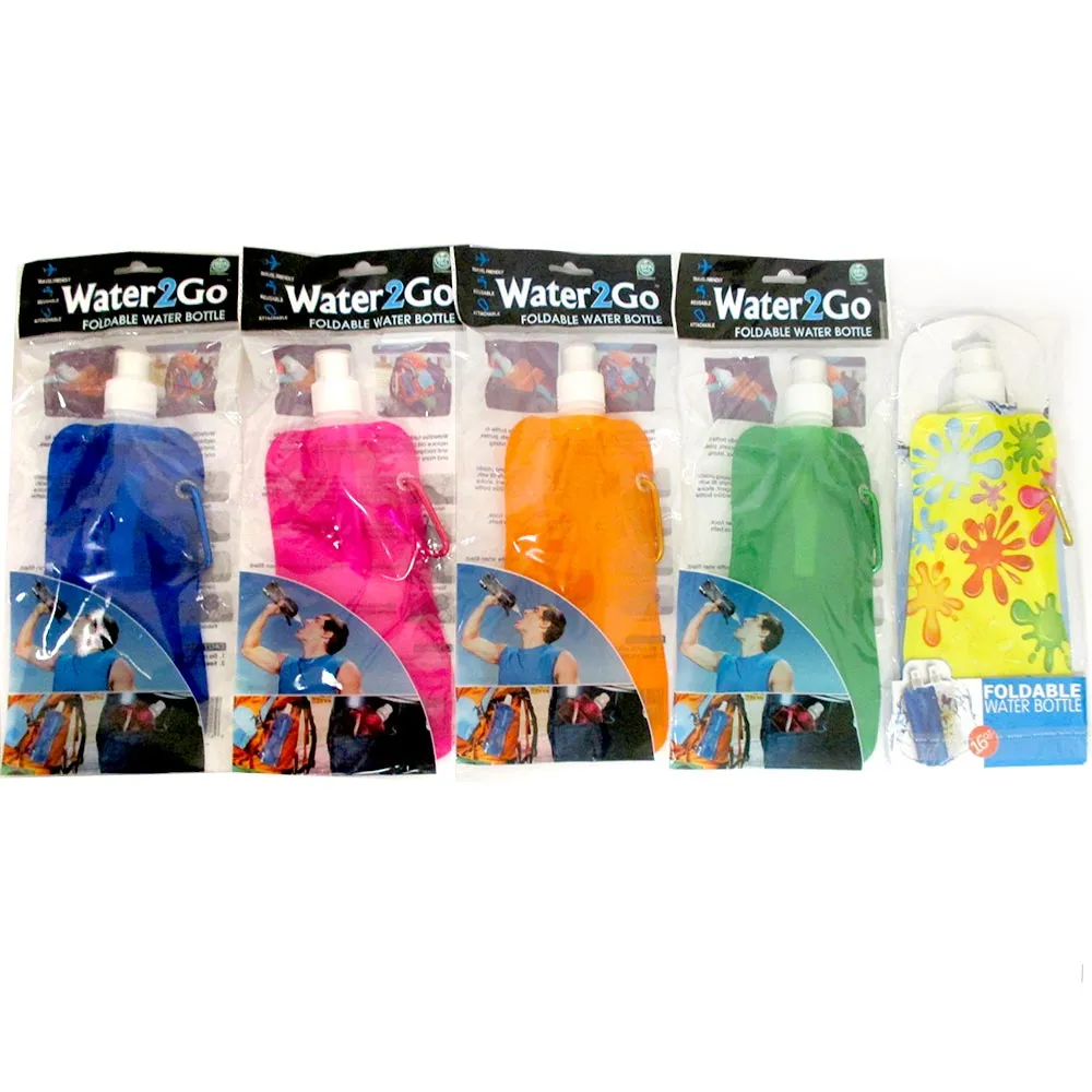 12 Pcs Multicolor Flexible Collapsible Foldable Reusable Water Bottles Ice Bag !