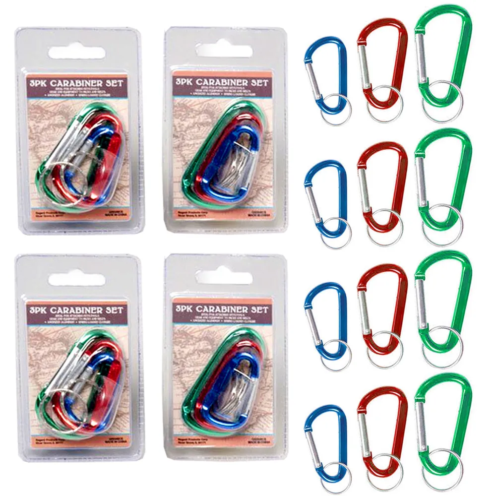 12 X Mini Aluminum Carabiner Camp Hiking Snap Hook Lock Clip On Attach Keychain