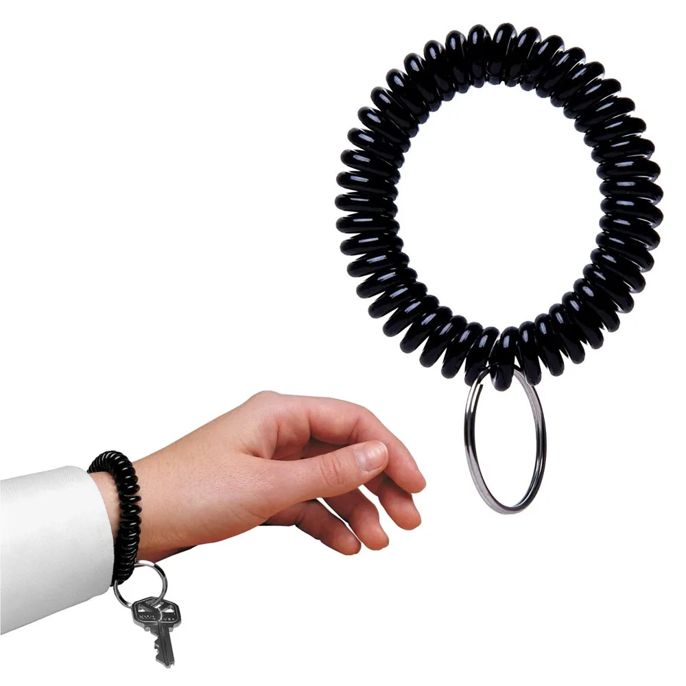 12Pc Spring Spiral Wrist Coil Key Chains Band Key Ring Wrist Band Stretchable