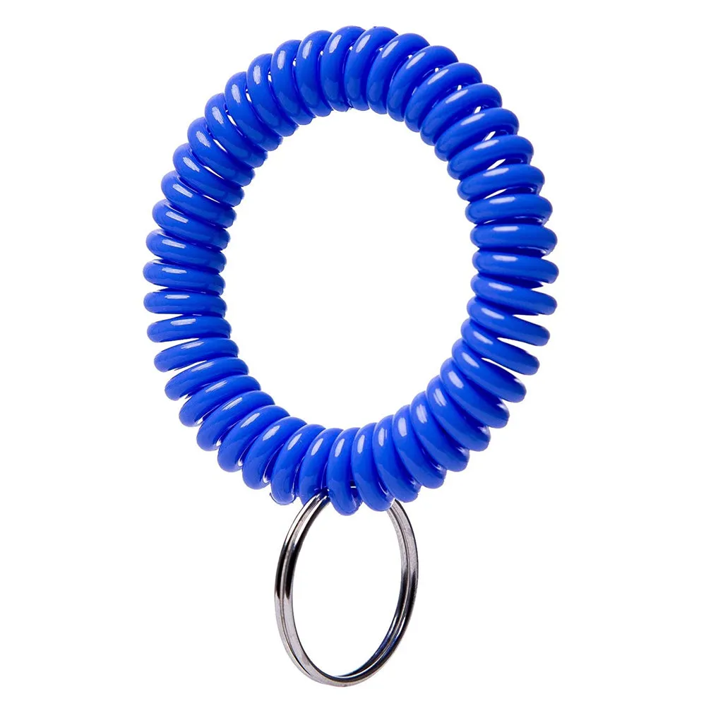 12Pc Spring Spiral Wrist Coil Key Chains Band Key Ring Wrist Band Stretchable
