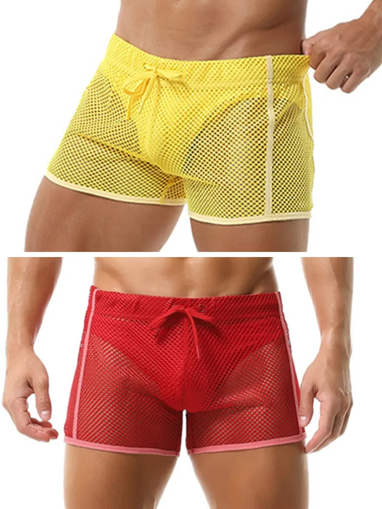 2 Pack Men's Hollow Out Breathable Lounge Sports Shorts