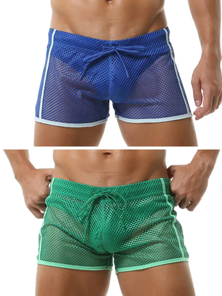 2 Pack Men's Hollow Out Breathable Lounge Sports Shorts