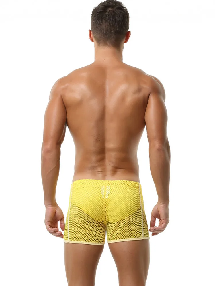 2 Pack Men's Hollow Out Breathable Lounge Sports Shorts