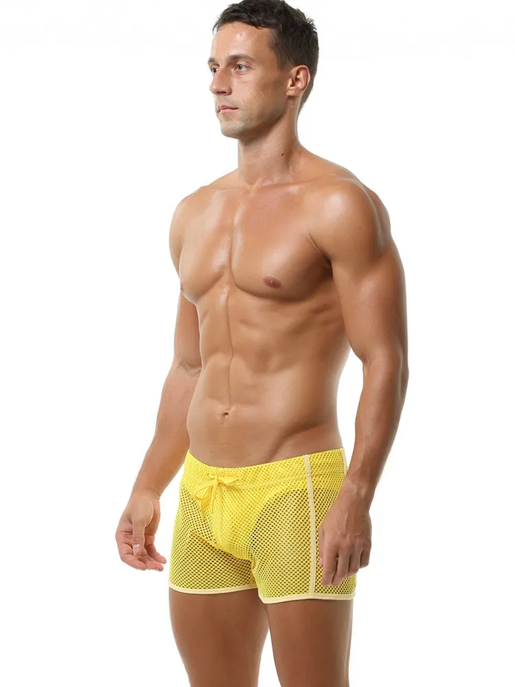 2 Pack Men's Hollow Out Breathable Lounge Sports Shorts