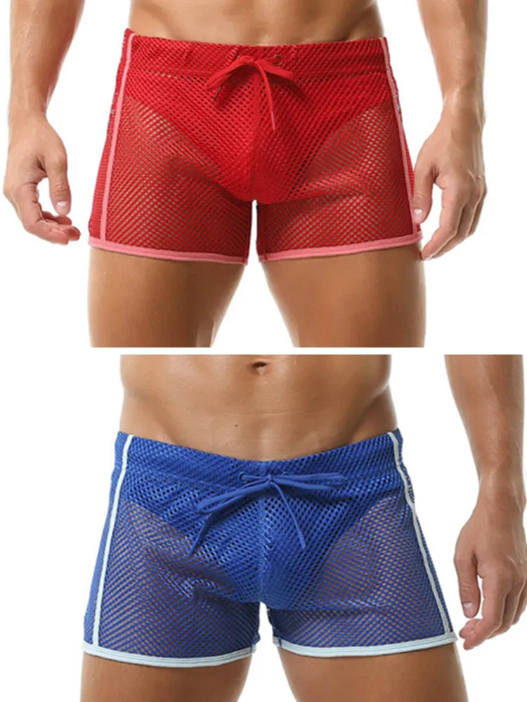 2 Pack Men's Hollow Out Breathable Lounge Sports Shorts