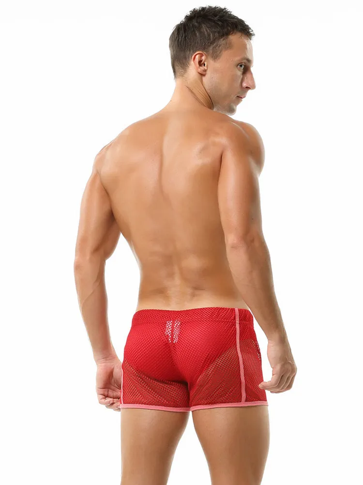 2 Pack Men's Hollow Out Breathable Lounge Sports Shorts