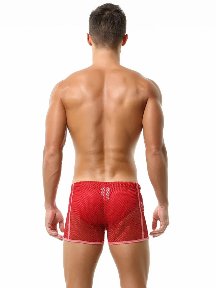 2 Pack Men's Hollow Out Breathable Lounge Sports Shorts