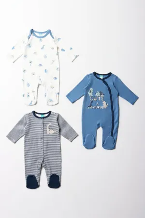 3 Pack Babygrows Blue