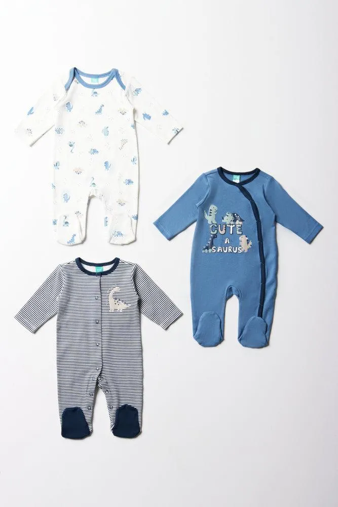 3 Pack Babygrows Blue