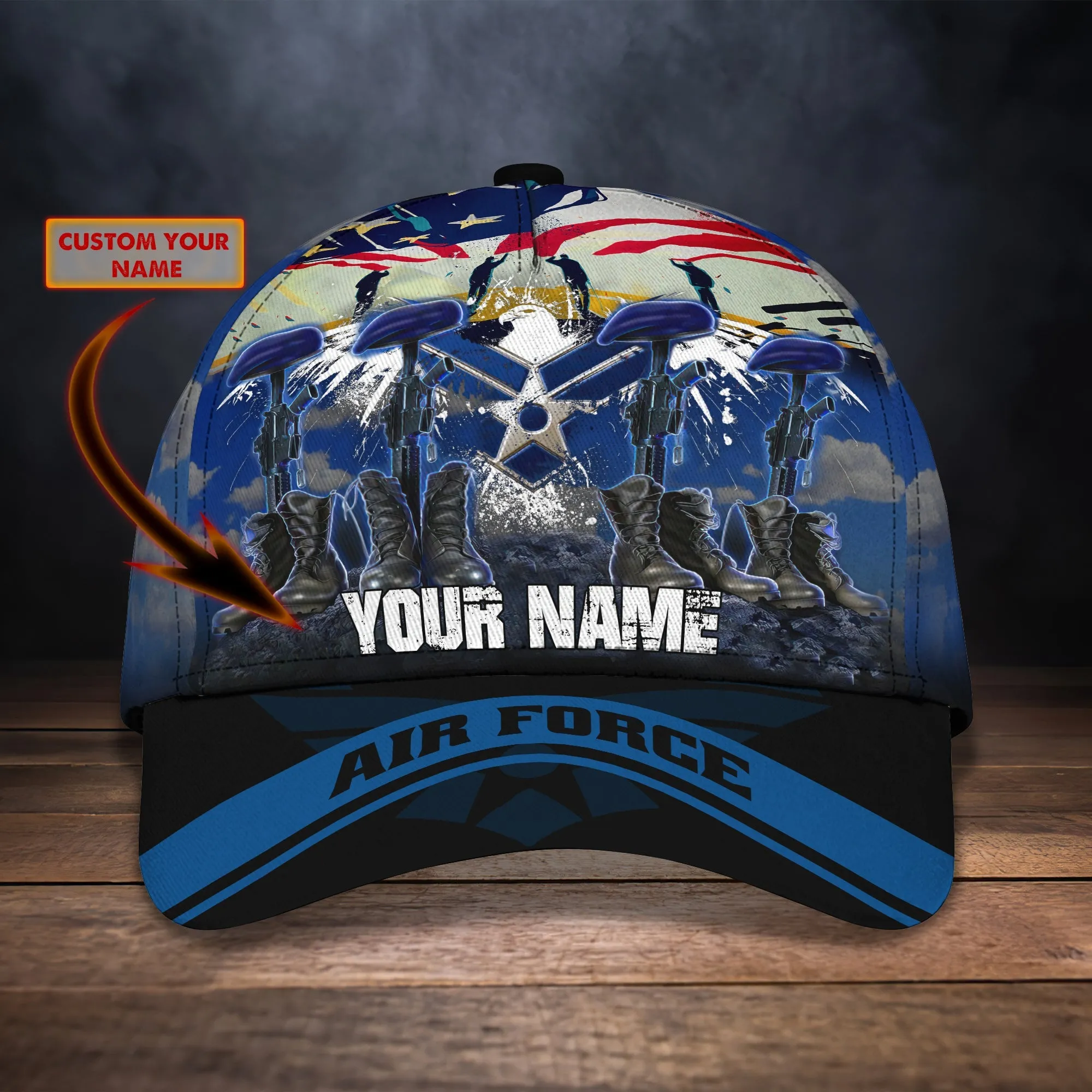 3D Classic Cap Air Force Personalized Name Cap Namashops
