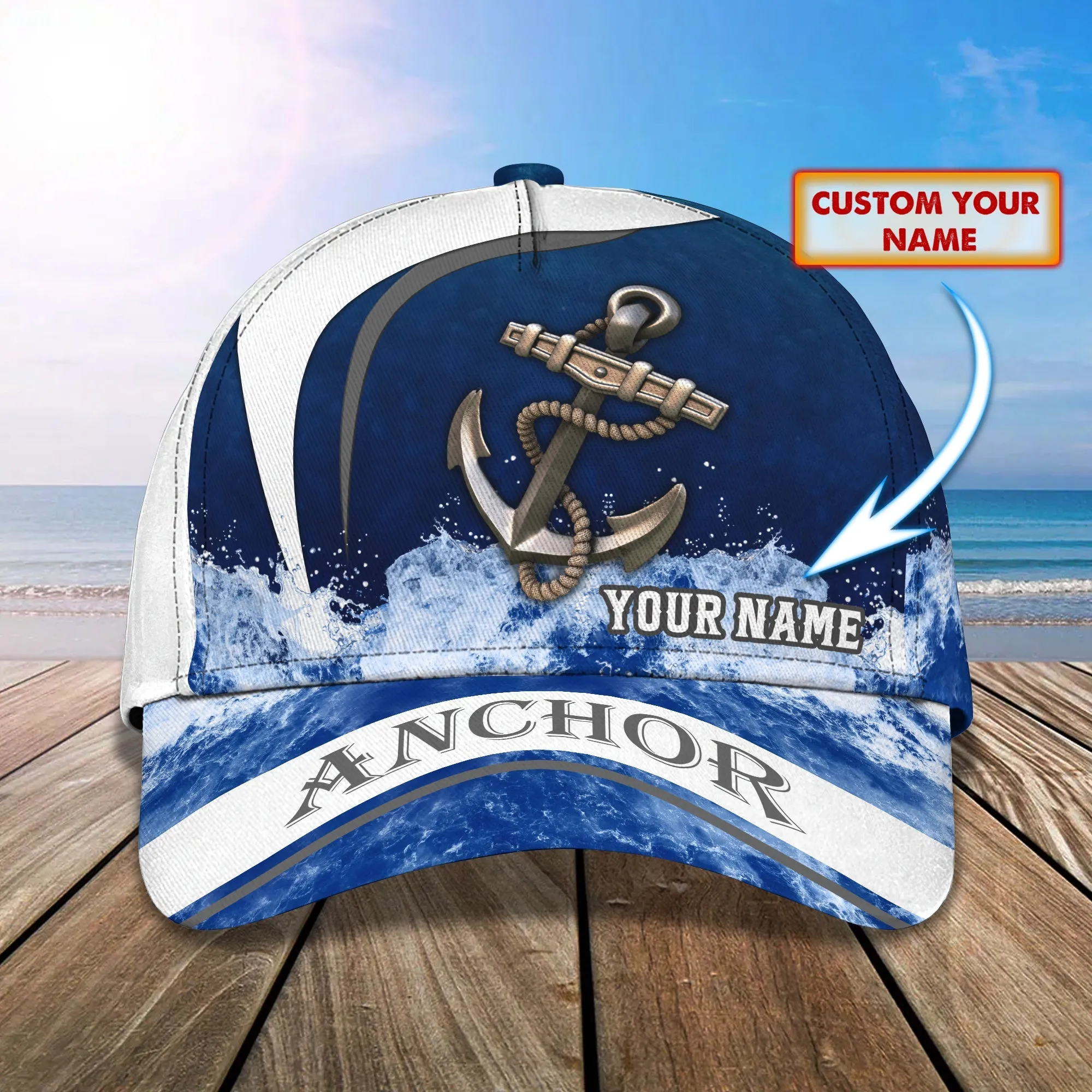 3D Classic Cap Anchor 04 Personalized Name Cap Namashops