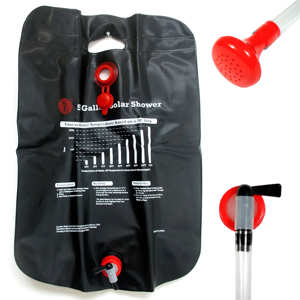 5G Portable Outdoor Shower Solar Heating Pipe Bag Water Camp Hiking Heated Bath