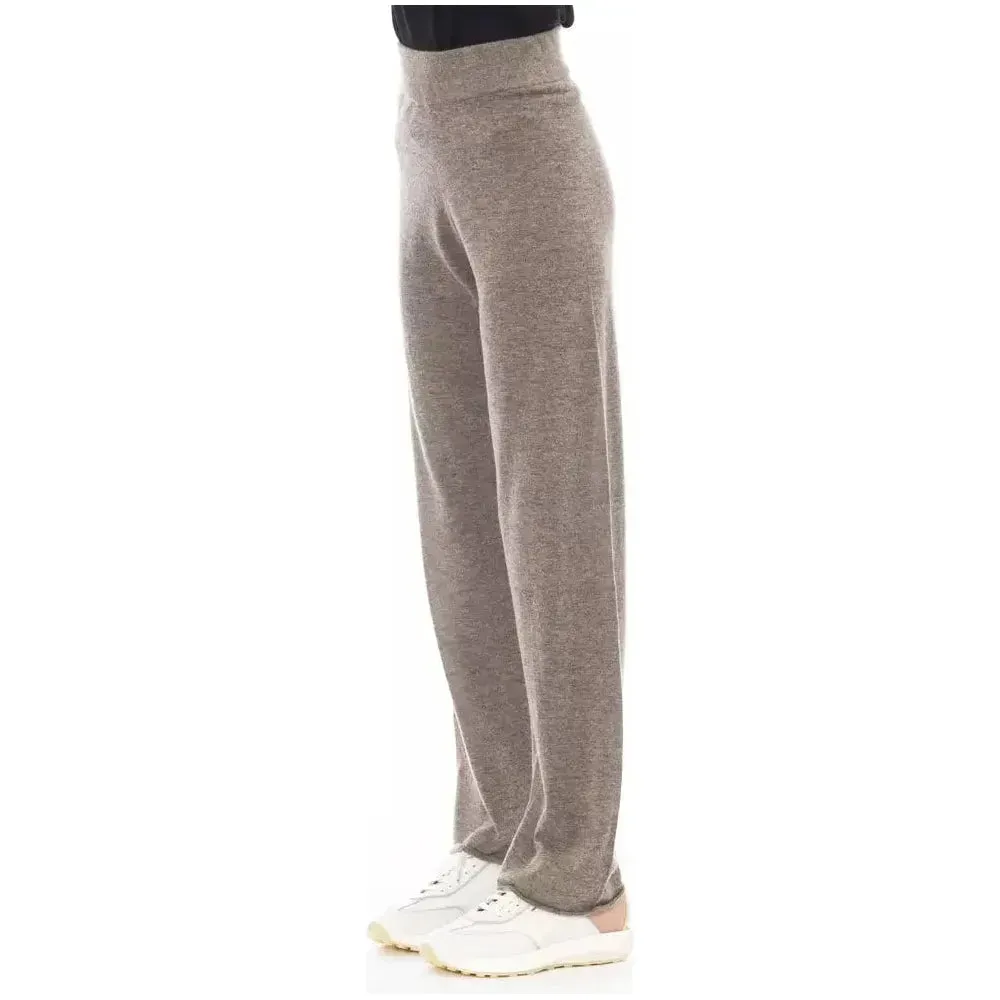 Alpha Studio Brown Wool Women Pants