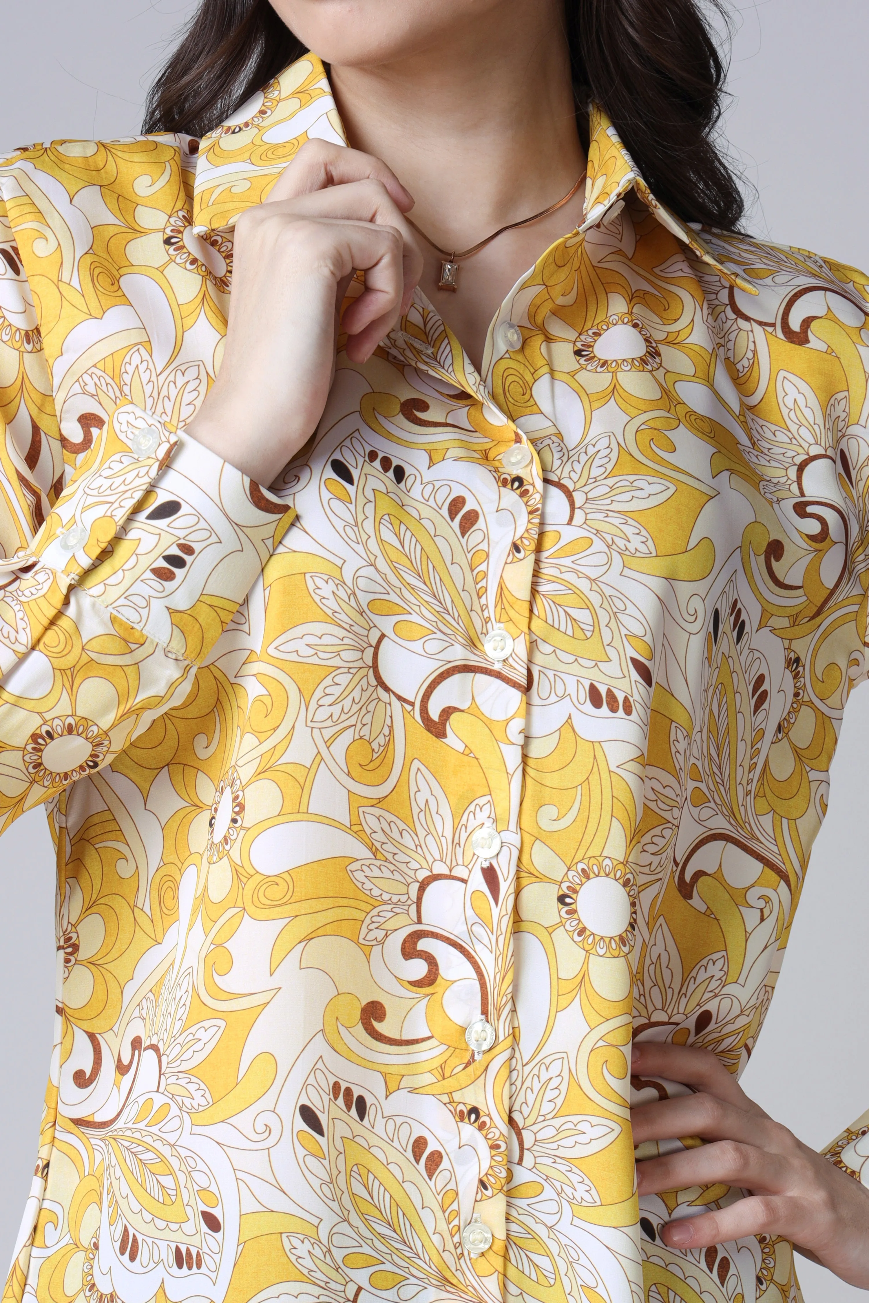 Attractive Yellow Paisley Women's Shirt