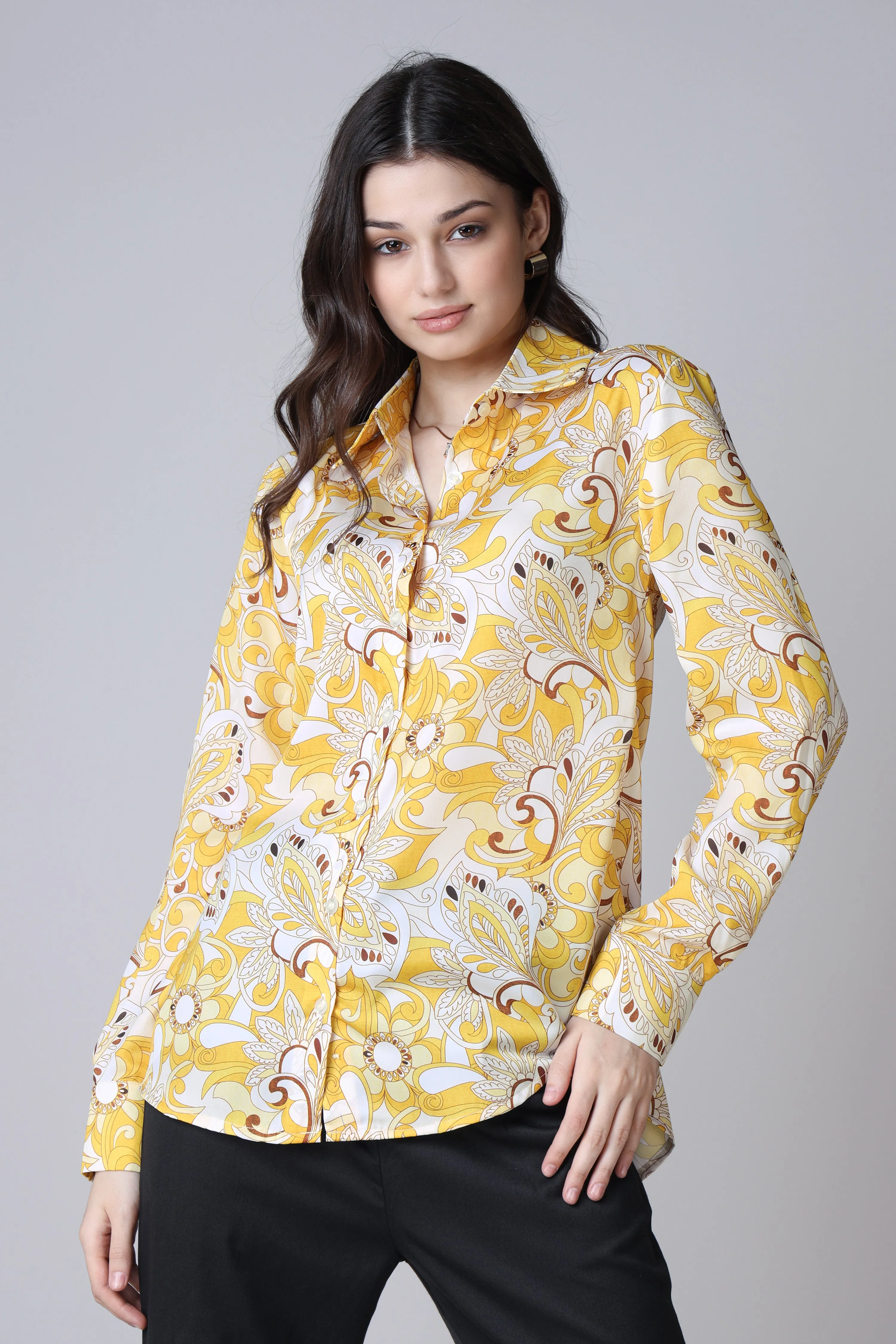 Attractive Yellow Paisley Women's Shirt
