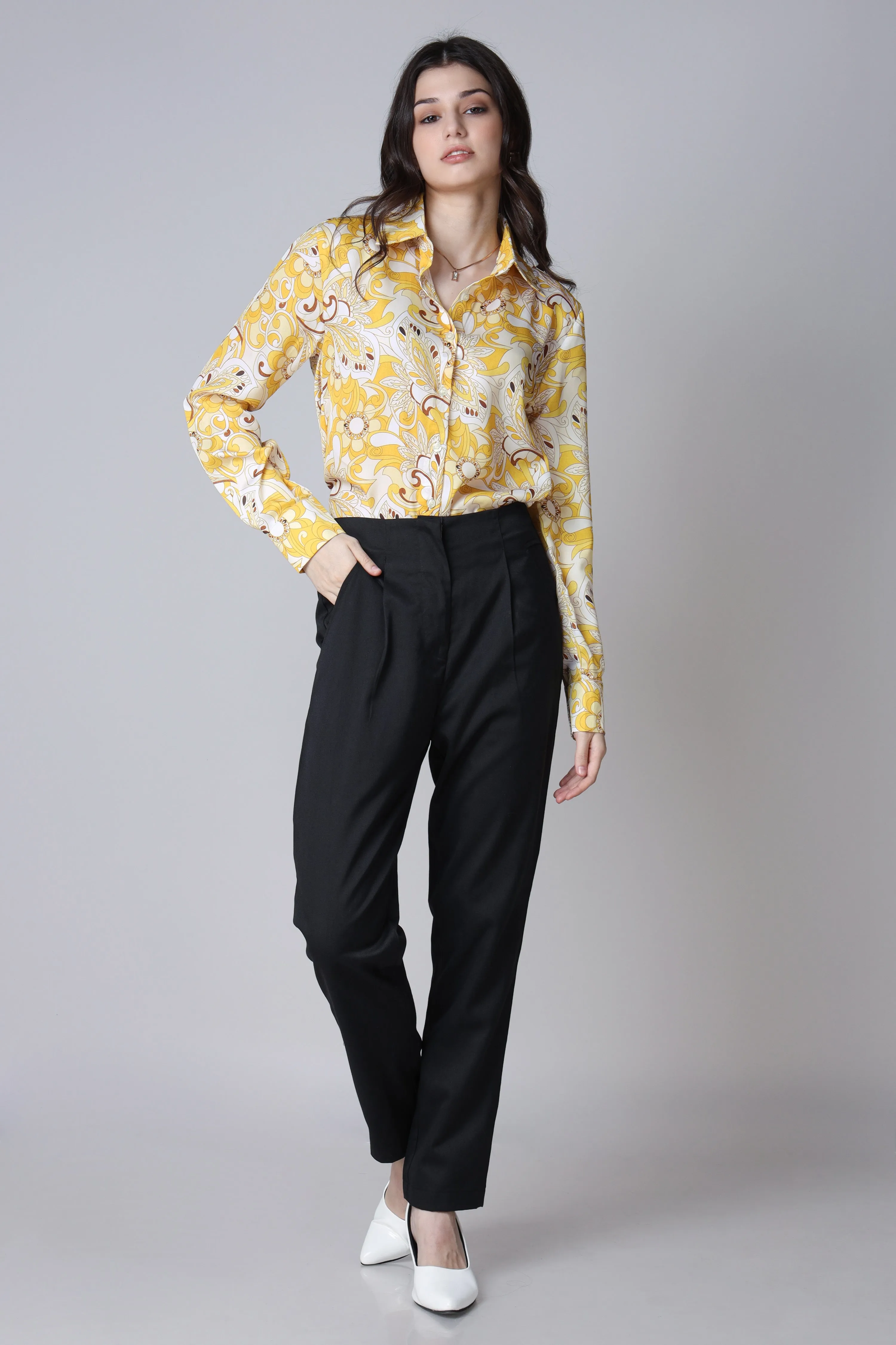 Attractive Yellow Paisley Women's Shirt