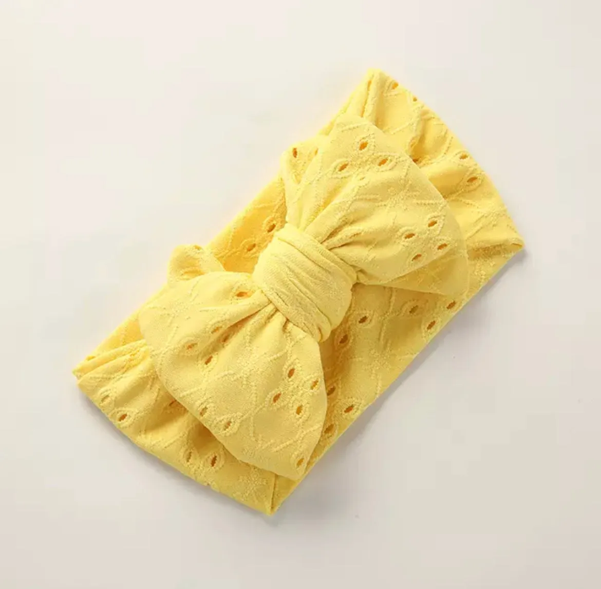 Baby Top Knot Double Bow Headband Yellow