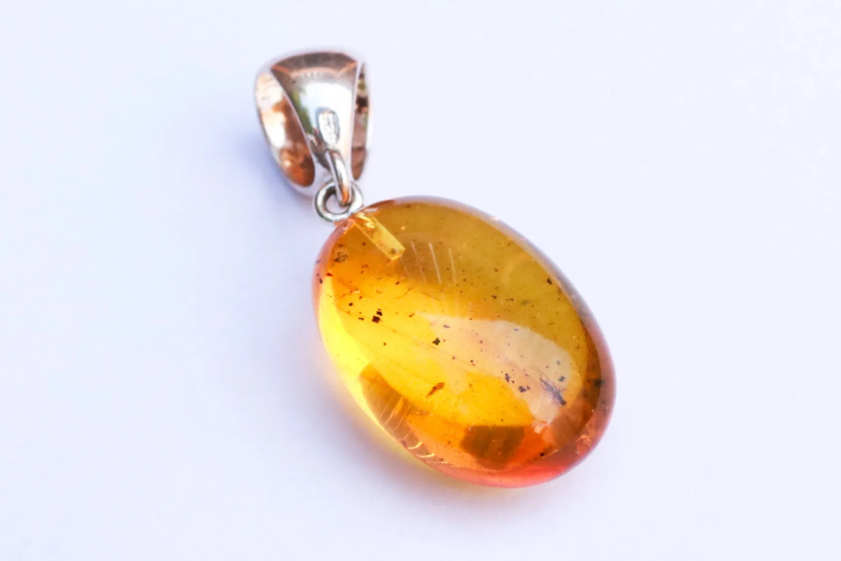 Baltic Amber Pendant with Fossil Insect Oval Yellow Natural Inclusions 1.55" 26.2 gram
