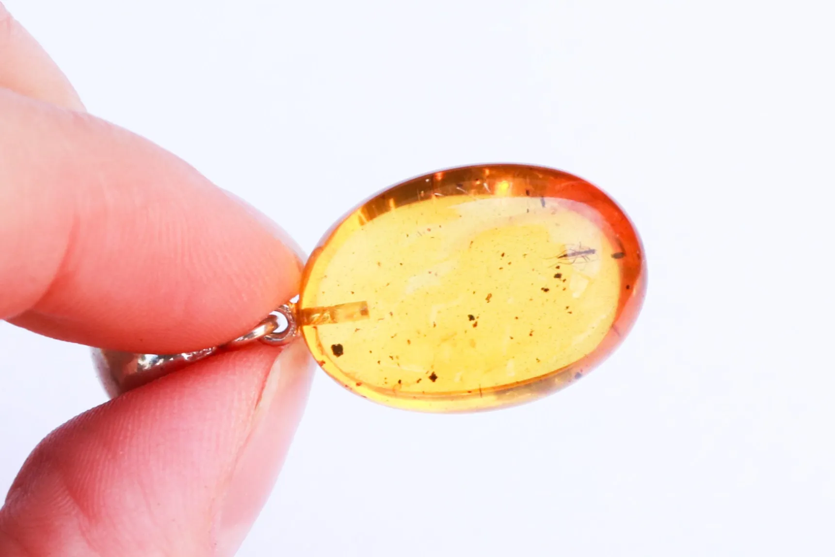 Baltic Amber Pendant with Fossil Insect Oval Yellow Natural Inclusions 1.55" 26.2 gram