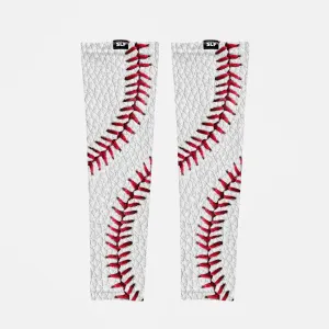 Baseball Lace White Leather UV Arm Sleeves (pair)