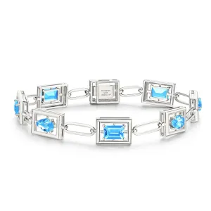 Blue Topaz Bracelet In 18K White Gold