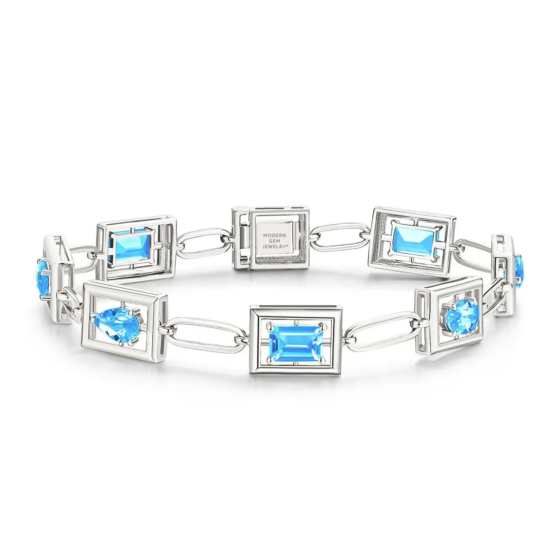 Blue Topaz Bracelet In 18K White Gold