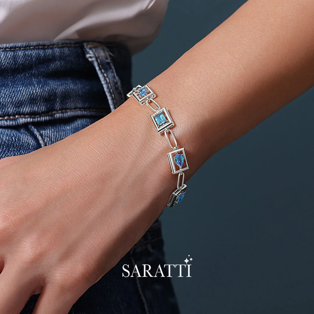 Blue Topaz Bracelet In 18K White Gold