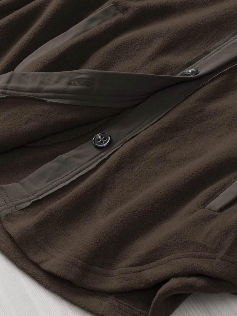 Brown Plush Fleece Button-Up