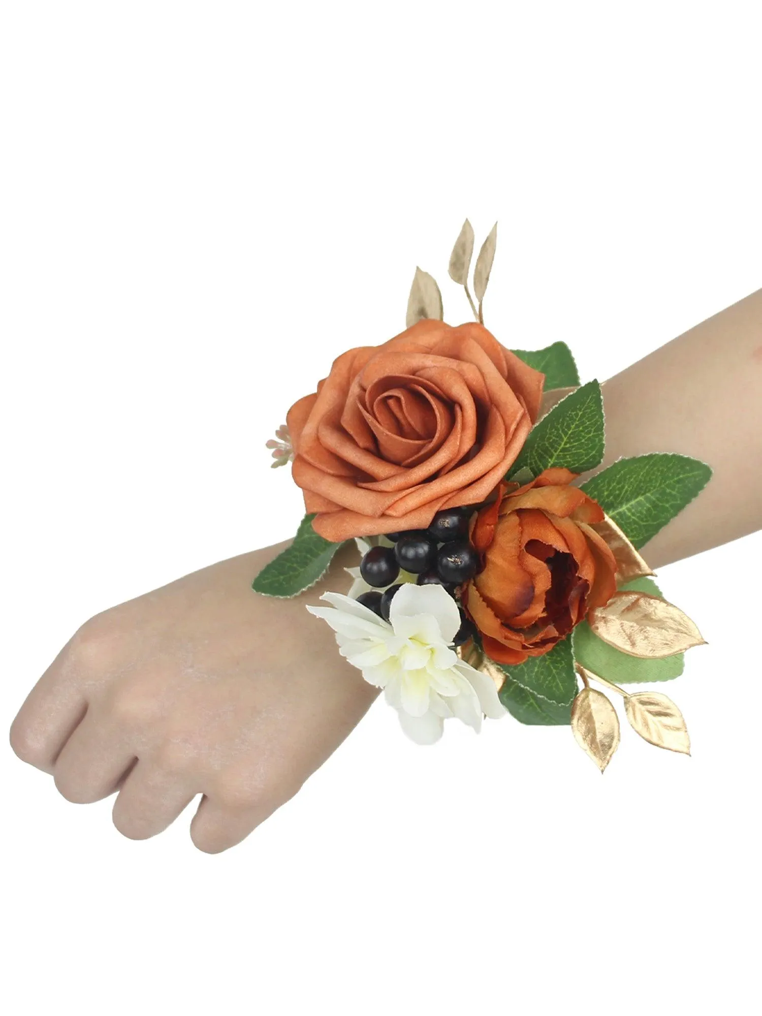Burnt Orange Wrist Corsage