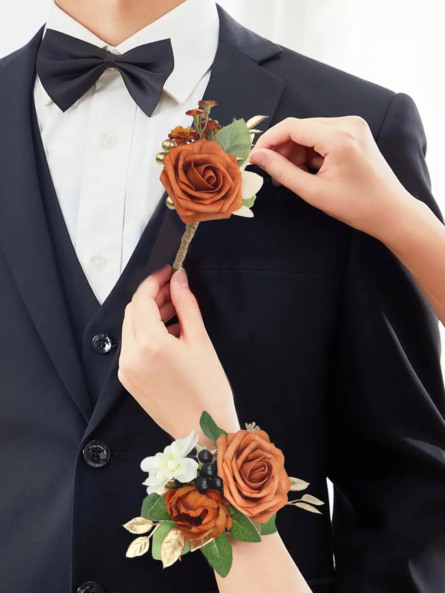 Burnt Orange Wrist Corsage
