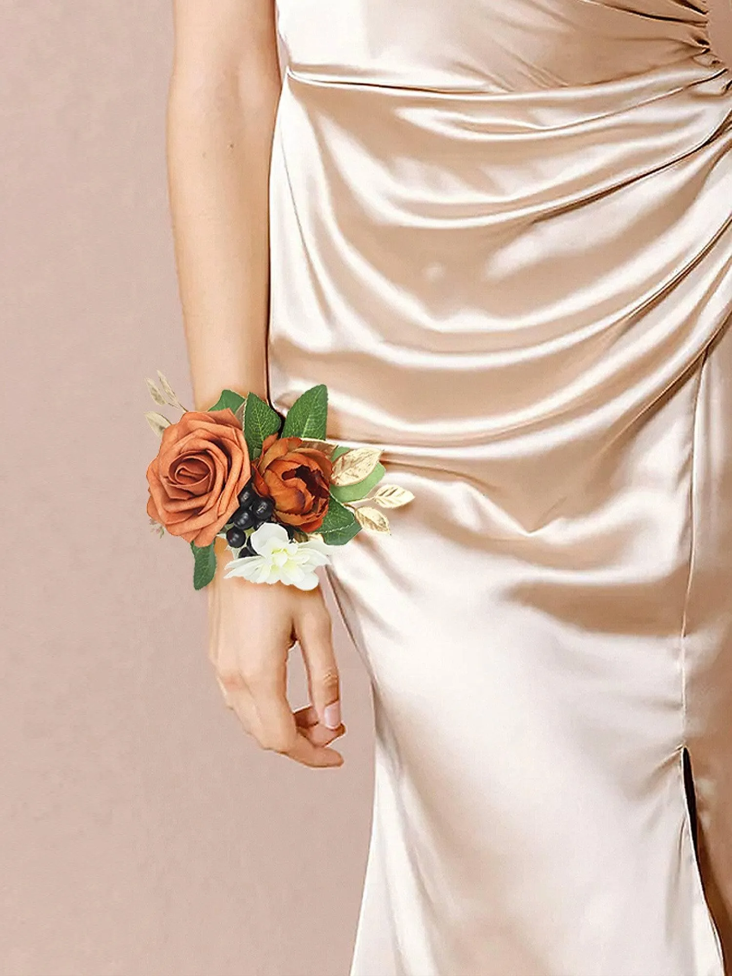 Burnt Orange Wrist Corsage