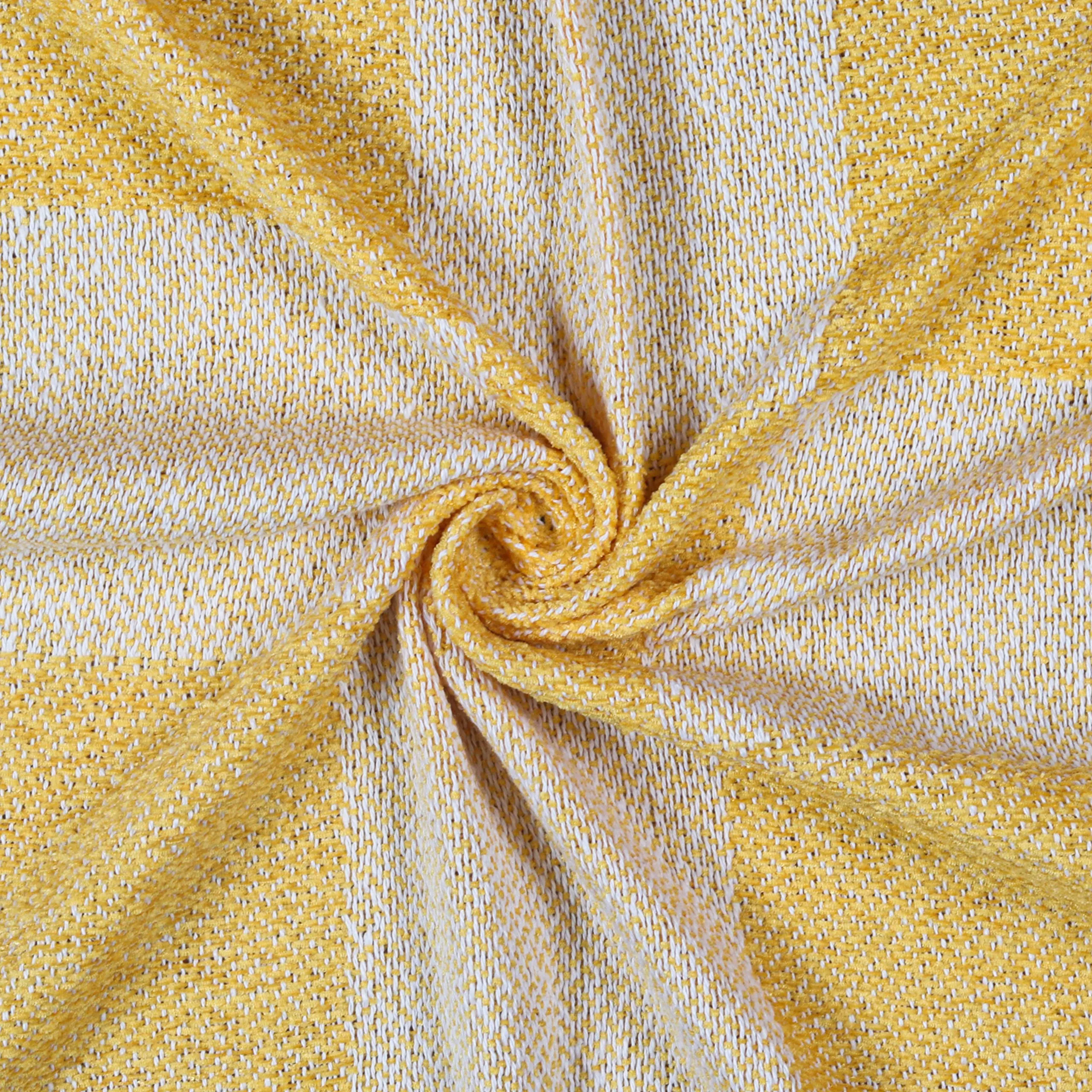Cazimo Soft Chenille Cotton Throw with Fringe Tassels for Bedroom/Living Room/Drawing Room || Summer Collection Throw Blanket for Sofa/Bed/Couch/Chair || 50 x 60 inches, Yellow