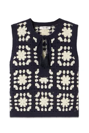 Crocheted Tasseled Cotton-Blend Tank