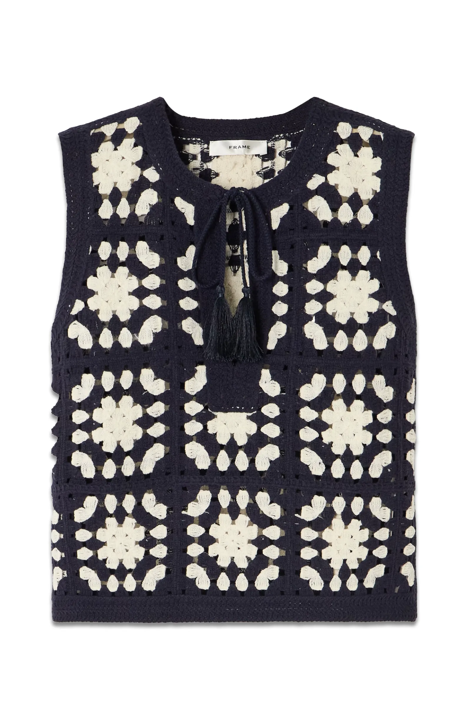 Crocheted Tasseled Cotton-Blend Tank