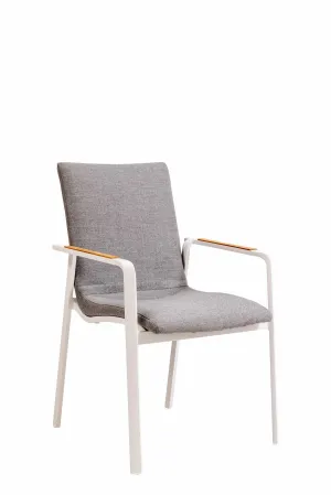Cruz Padded Sling Carver Chair | Aluminium & Teak & Sunbrella