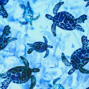 Cuddle® Prints - Bliss Batik Turtles Blue Ocean Digitally Printed Minky Yardage