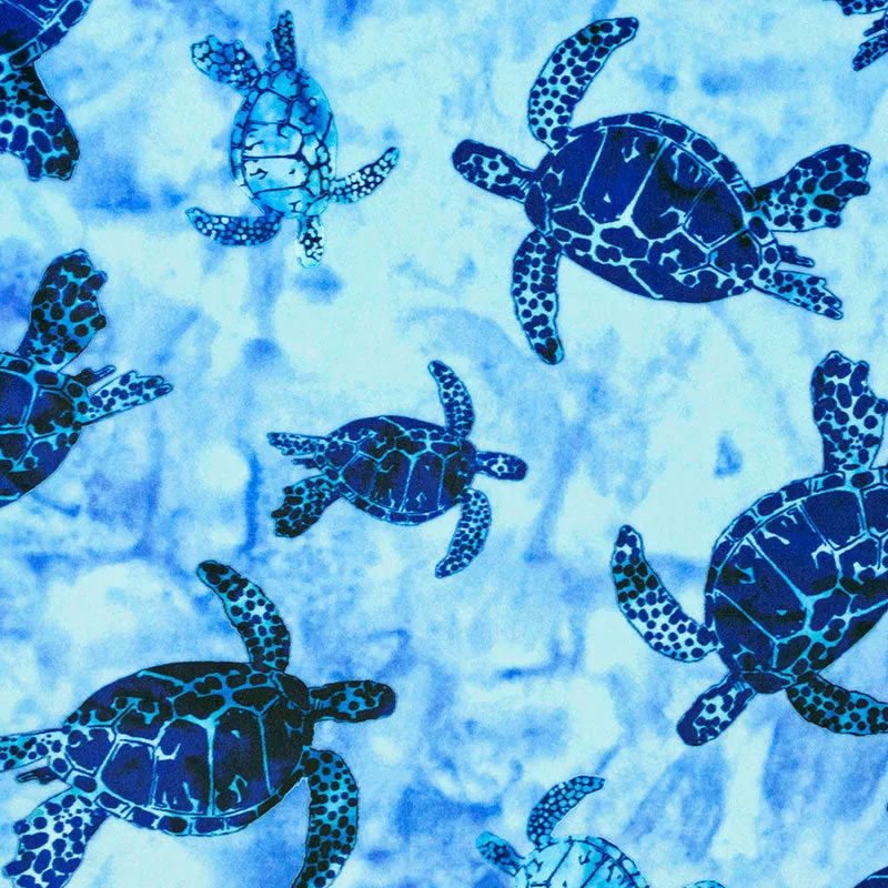 Cuddle® Prints - Bliss Batik Turtles Blue Ocean Digitally Printed Minky Yardage