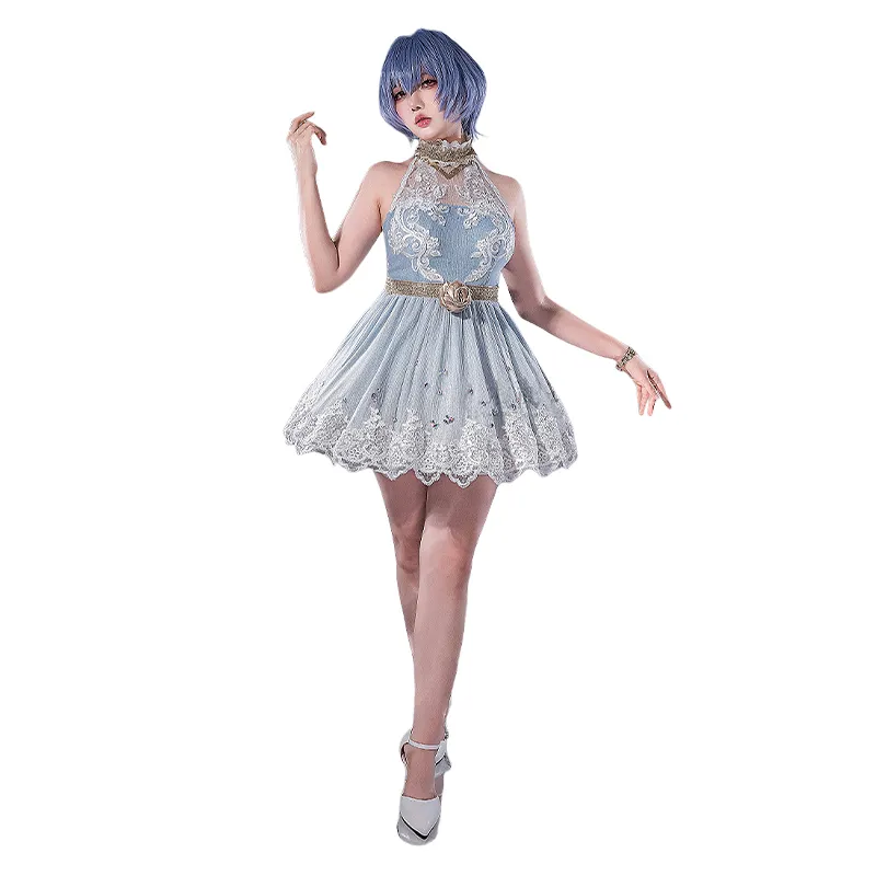 DokiDoki-R Anime Cosplay Costume Light Blue Dress Gown