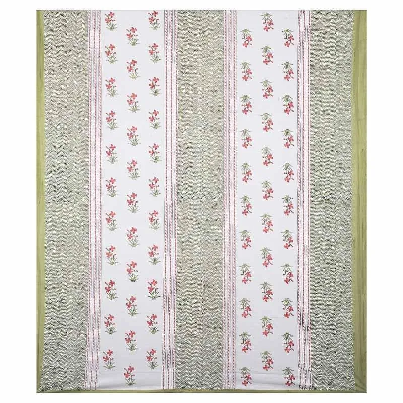 Ethnic Lakeerein Printed Bedsheet - Green