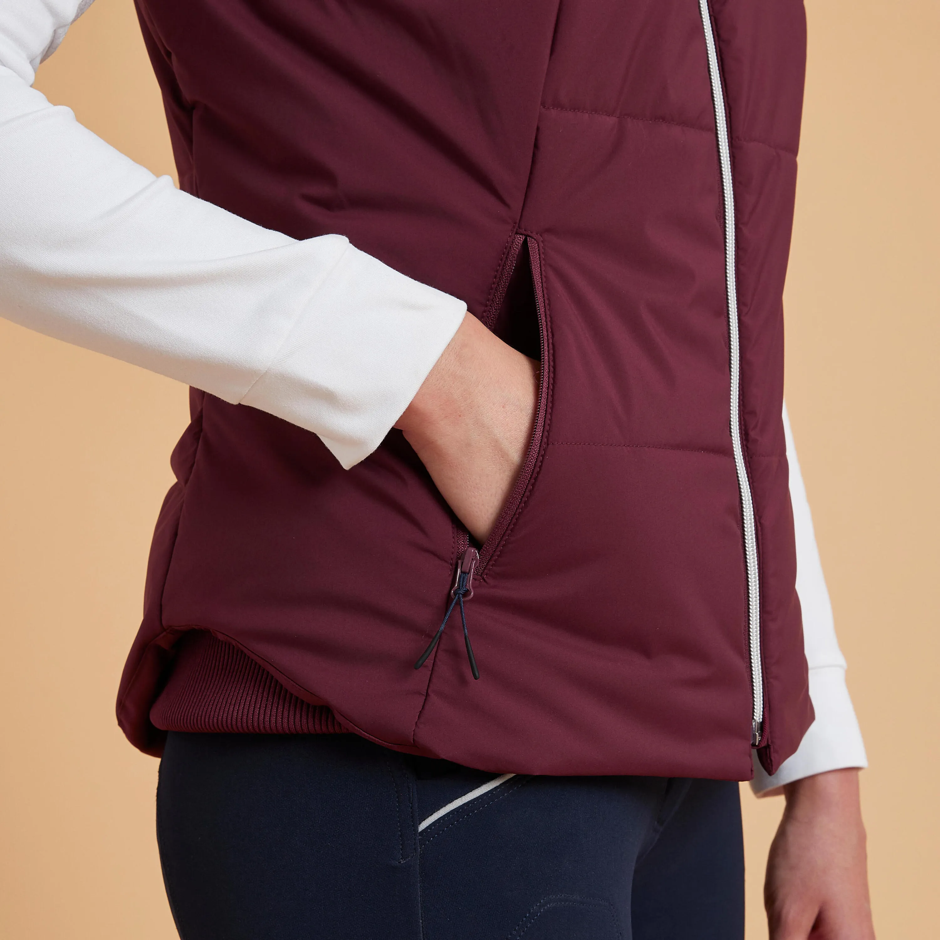 Fouganza women's riding vest, dark burgundy
