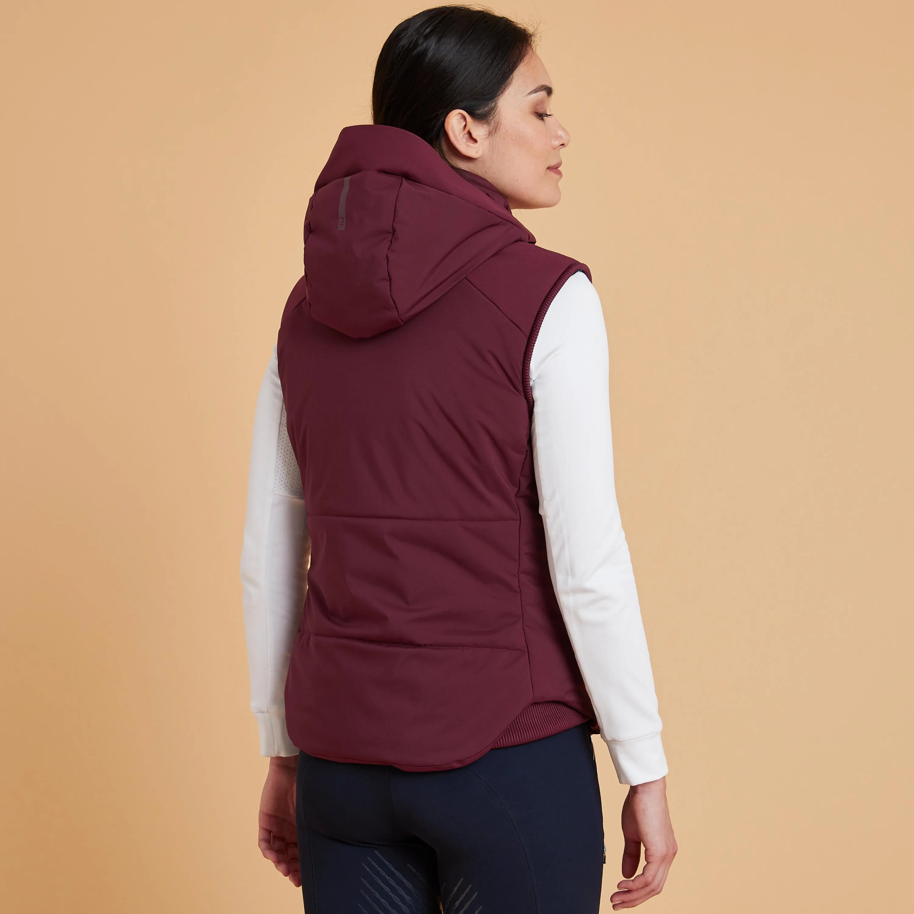 Fouganza women's riding vest, dark burgundy