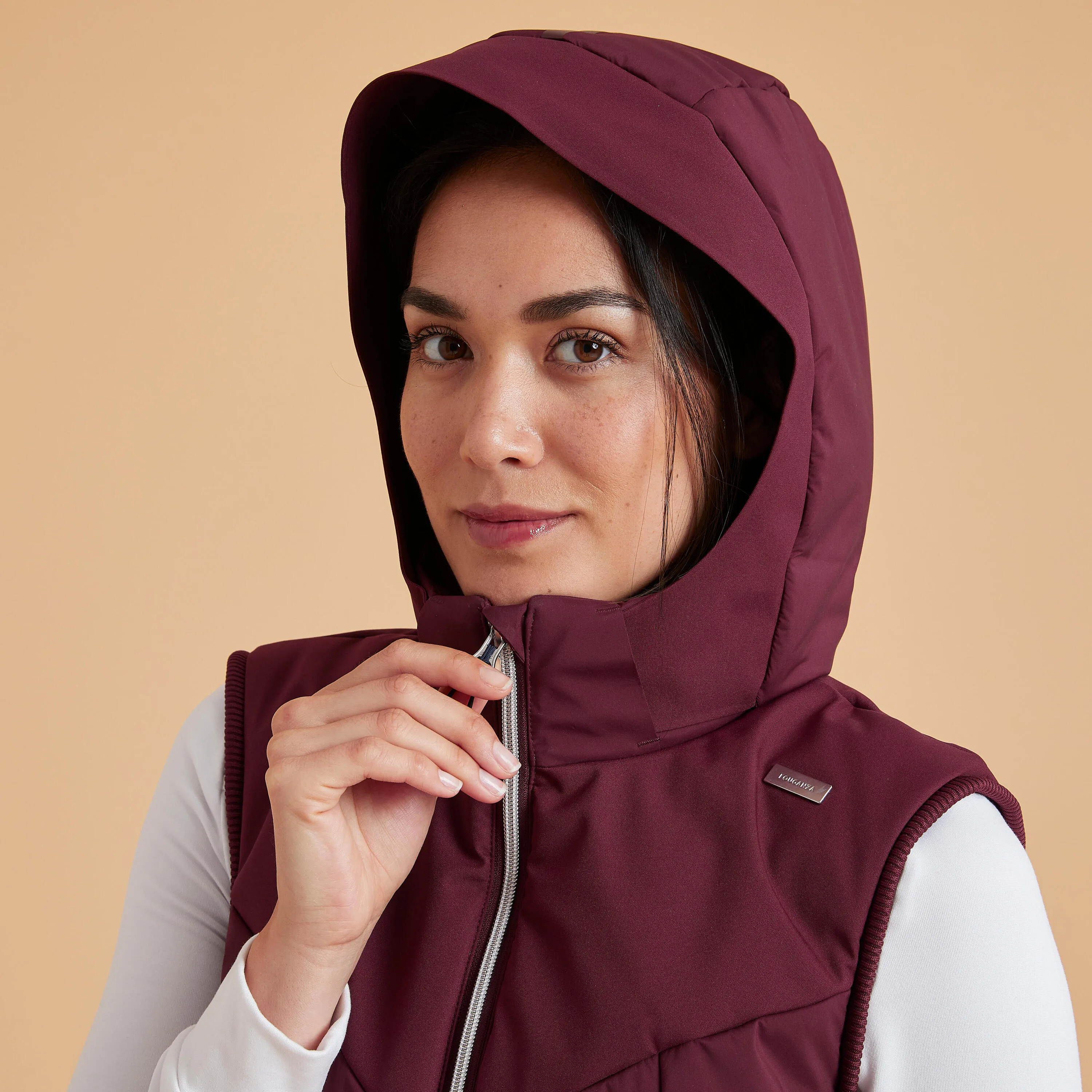 Fouganza women's riding vest, dark burgundy