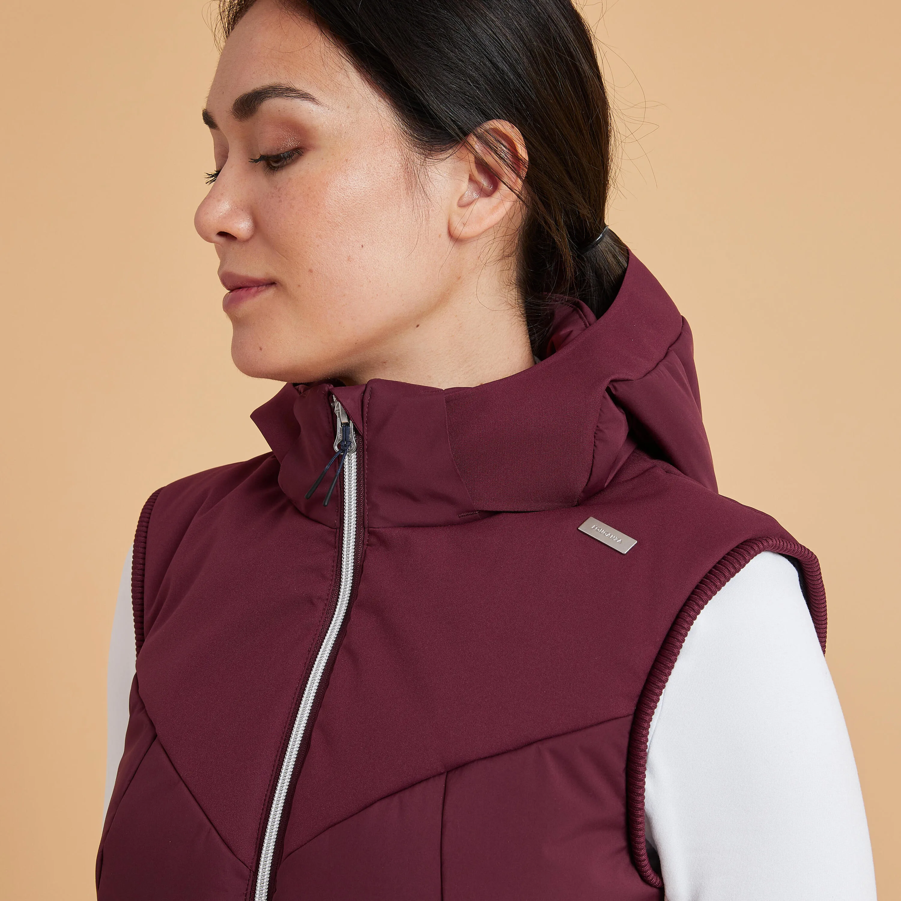 Fouganza women's riding vest, dark burgundy