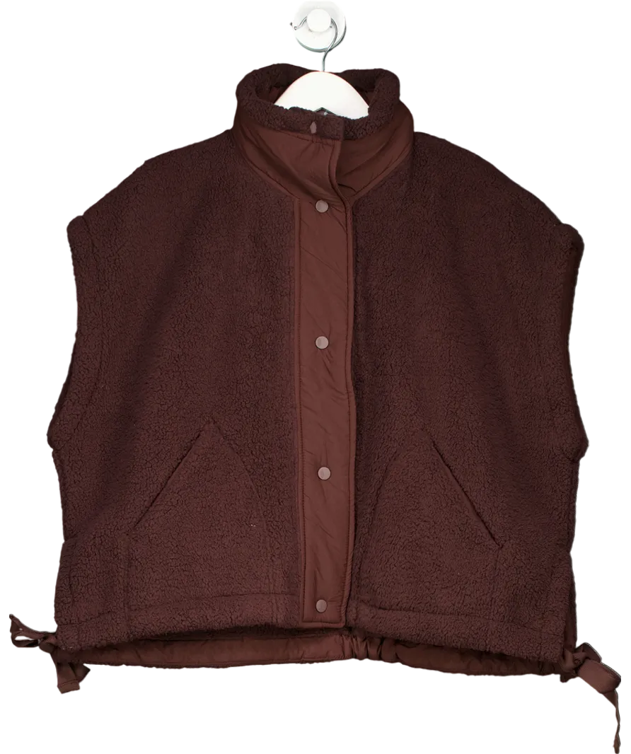 Free People Brown Hit The Slopes Fleece Jacket UK S