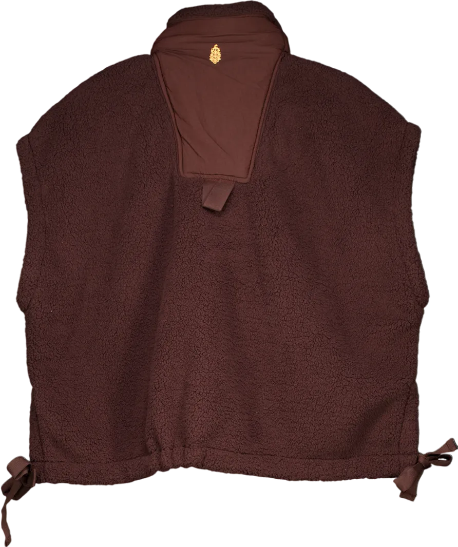 Free People Brown Hit The Slopes Fleece Jacket UK S