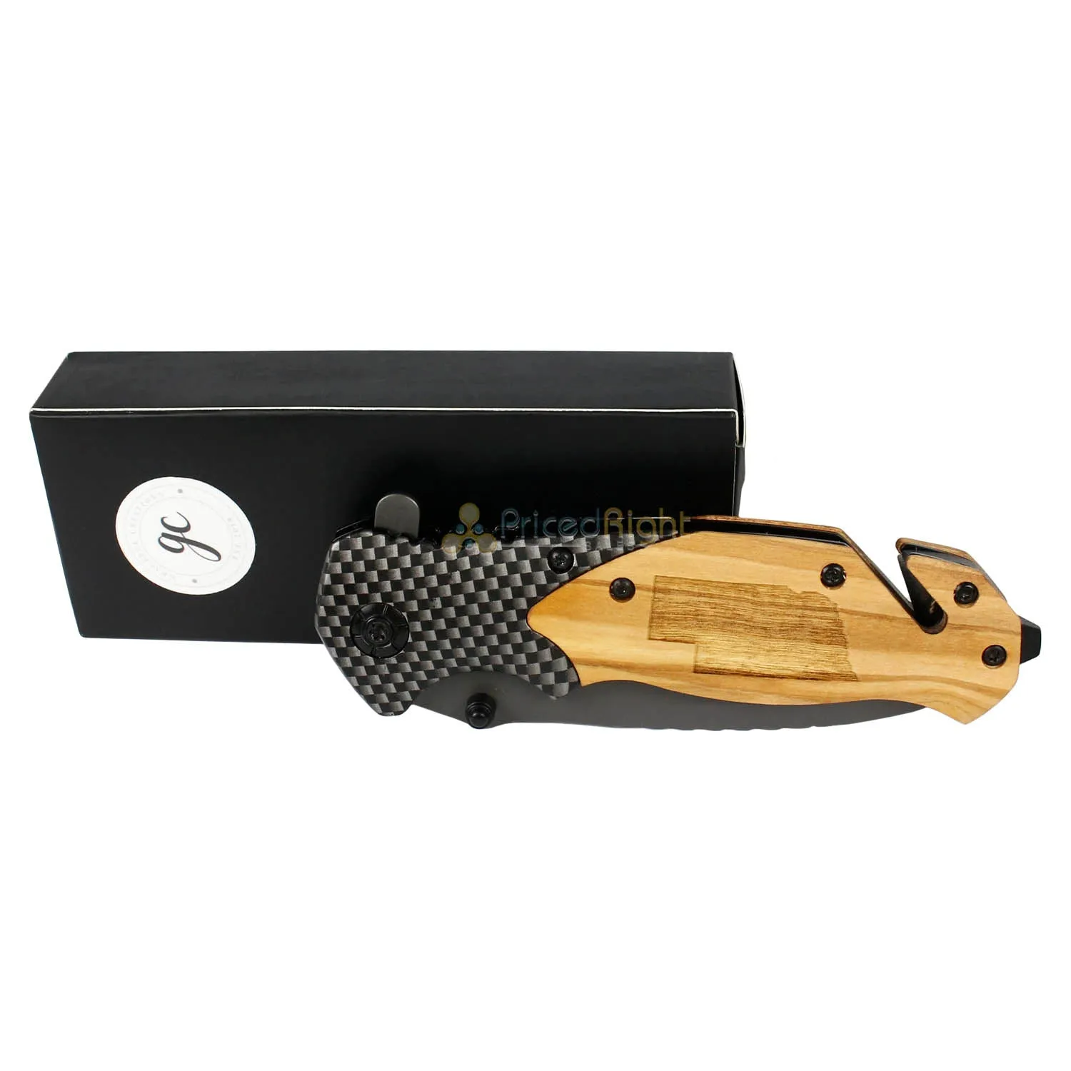 Graceful Creations TX Engraved Olive Wood Nebraska State Tactical Pocket Knife