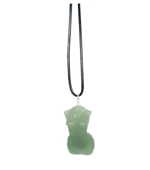 Green Aventurine Crystal Lady Body Pendant Necklace Green Aventurine Crystal Lady Body Pendant Necklace